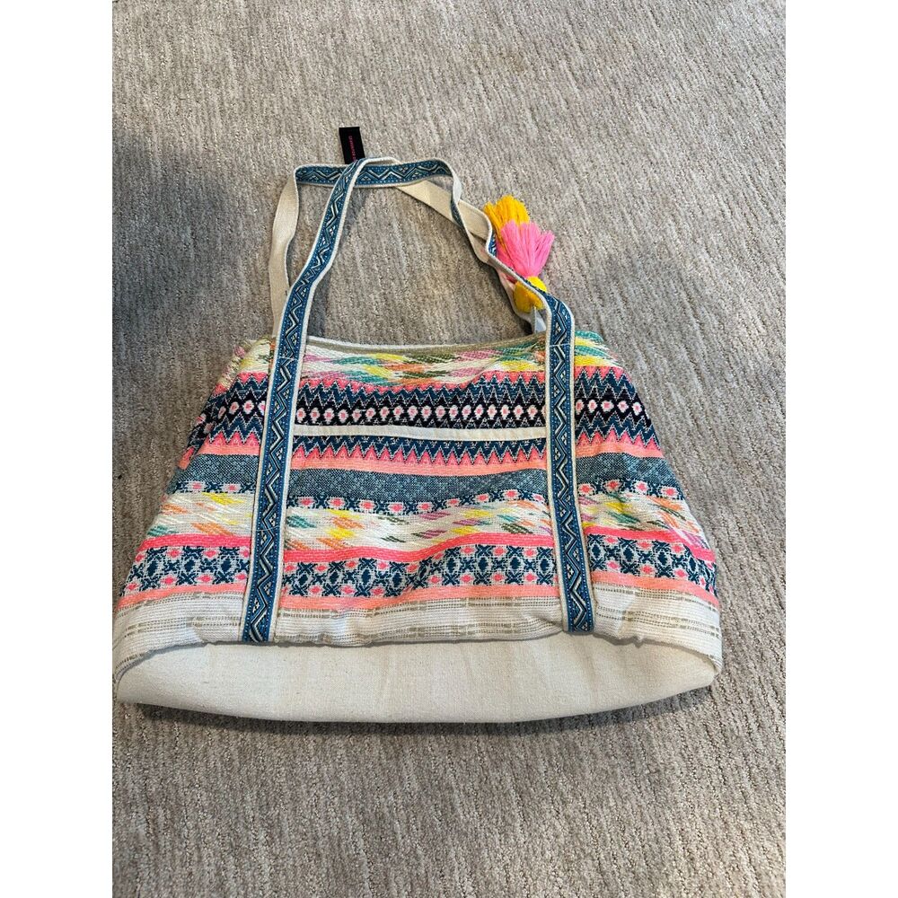 No Boundaries Boho Beach Bag pink, yellow, blue